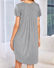 Soft Short Sleeve Crew Neck Lounge Sleep Dress