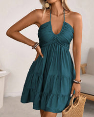 Sexy V-Neck Spaghetti Strap Ruffle Dress