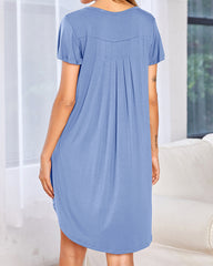 Soft Short Sleeve Crew Neck Lounge Sleep Dress
