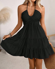Sexy V-Neck Spaghetti Strap Ruffle Dress