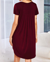 Soft Short Sleeve Crew Neck Lounge Sleep Dress