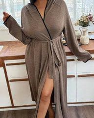 Women’s Long Sleeve Bathrobe – Cozy Casual Robe with Belt