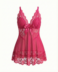 Plus Size Sexy Lace Hollow See-Through Camisole Sleepwear Set