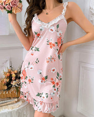 Sexy Floral Print V-Neck Backless Slim Fit Cami Dress