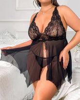 Plus Size Lingerie for Women for Sex Naughty Sexy V Neck Chemise with Panty