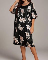 Plus Size Printed Ice Silk Nightdress