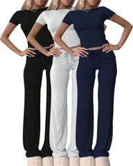 Casual Short-Sleeve Tee & Drawstring Pants Lounge Set