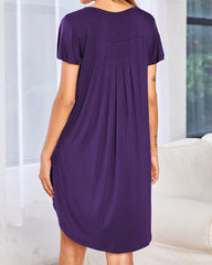 Soft Short Sleeve Crew Neck Lounge Sleep Dress