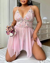 Sexy Plus Size See-Through Mesh Nightdress