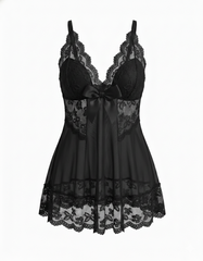 Plus Size Sexy Lace Hollow See-Through Camisole Sleepwear Set