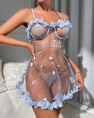 Sexy Lace Chemise & Sheer Mesh Nightgown for Women