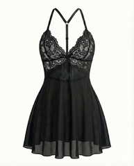 Lace Mesh Backless Babydolls