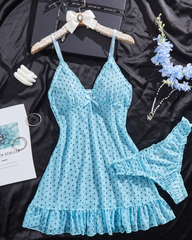 Women's Elegant Polka Dot Nightgown