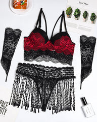Sexy Lace Tassel Pajamas Uniform Set