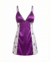 Sexy V-Neck Sling Nightdress with Cross-Back & Embroidered Details