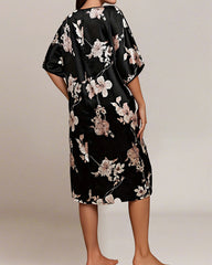 Plus Size Printed Ice Silk Nightdress
