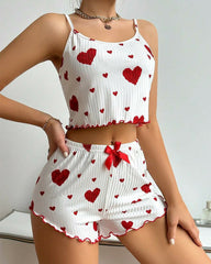 Cute Strawberry Print Cami & Shorts Pajamas