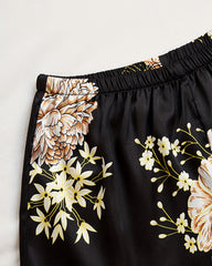 Sexy V-Neck Satin Cami & Shorts Pajama Set with Elegant Floral Print