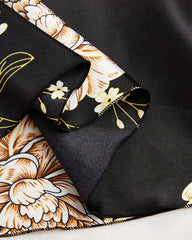 Sexy V-Neck Satin Cami & Shorts Pajama Set with Elegant Floral Print