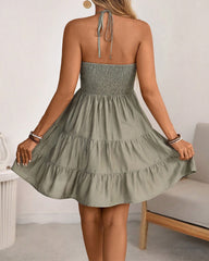 Sexy V-Neck Spaghetti Strap Ruffle Dress