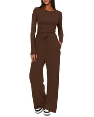 Women's Two Pieces Casual Comfortable Solid Loungewear Set