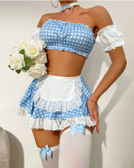 Sexy Polka Dot Maid Costume Role Play Outfit