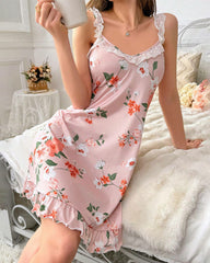 Sexy Floral Print V-Neck Backless Slim Fit Cami Dress