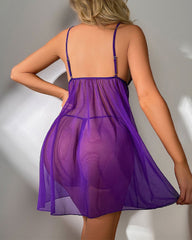 Women’s Lace Babydoll Lingerie Set – Halter V-Neck Chemise Nightgown with Pants