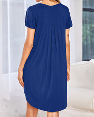 Soft Short Sleeve Crew Neck Lounge Sleep Dress
