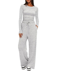 Women's Two Pieces Casual Comfortable Solid Loungewear Set