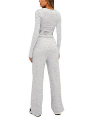 Women's Two Pieces Casual Comfortable Solid Loungewear Set