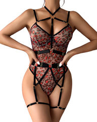 Women's Sexy Strappy Cutout Fishnet Teddy Lingerie
