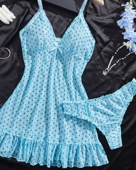 Women's Elegant Polka Dot Nightgown