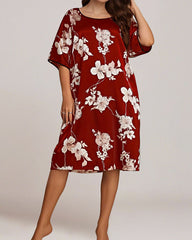 Plus Size Printed Ice Silk Nightdress