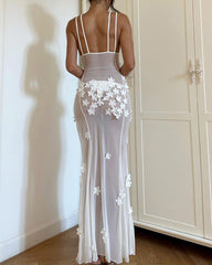 Summer Beach Vacation Maxi Dress – 3D Floral Backless Sexy Dress