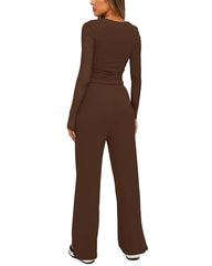 Women's Two Pieces Casual Comfortable Solid Loungewear Set