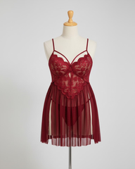 Plus Size Sexy Mesh Babydoll with Side Slit