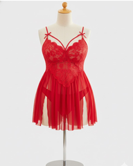 Plus Size Sexy Mesh Babydoll with Side Slit