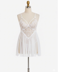 Plus Size Sexy Mesh Babydoll with Side Slit