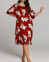 Plus Size Printed Ice Silk Nightdress