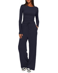 Women's Two Pieces Casual Comfortable Solid Loungewear Set