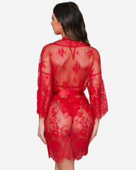 Sexy 2-Piece Lace Robe with Teddy Set