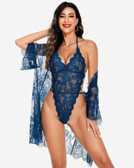 Sexy 2-Piece Lace Robe with Teddy Set