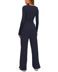 Women's Two Pieces Casual Comfortable Solid Loungewear Set