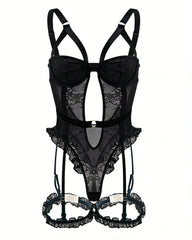 Sexy Contrast Lace Cut-Out Teddy