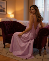 Women's Solid Color Backless Cami NightDress