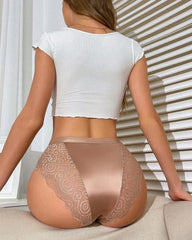 6-Pack Sexy Satin Lace Trim Panties – Comfortable Underwear Briefs