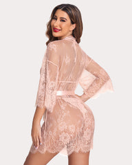 Sexy 2-Piece Lace Robe with Teddy Set