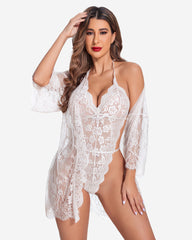 Sexy 2-Piece Lace Robe with Teddy Set