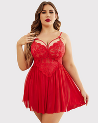 Plus Size Sexy Mesh Babydoll with Side Slit